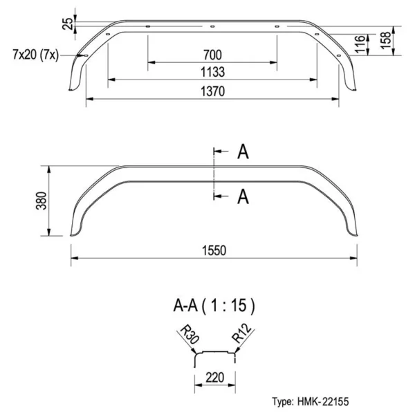 Mudguard plastic tandem axle 13/14 inch (22155) - Image 2