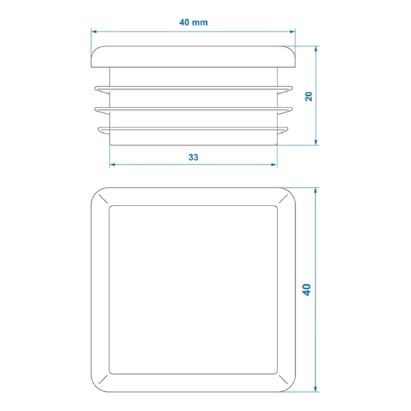 Steel  End cap 40x40mm - Image 2