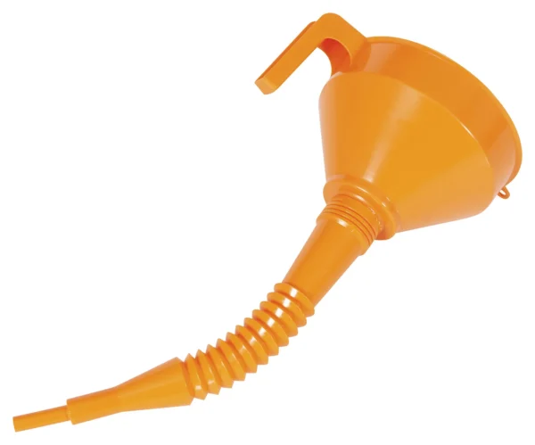 FUNNEL W. STRAINER AND FLEXIBLE TUBE, ORANGE