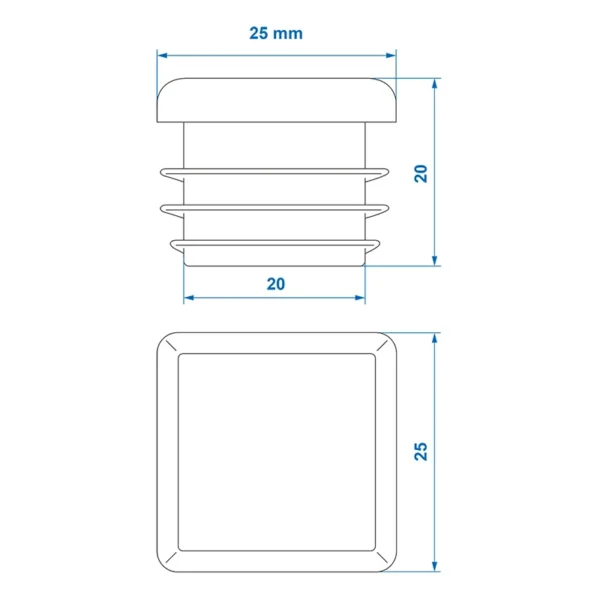 Steel End cap 25x25mm Pack of 6 - Image 2