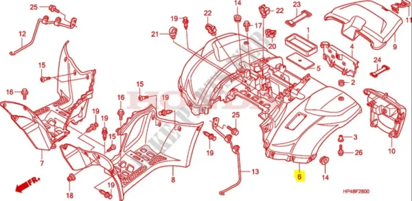 Genuine Honda Rear Fender 420 2008 Red