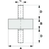Cylindrical Engine Mounting - Male / Male Thread End M8 - Image 2
