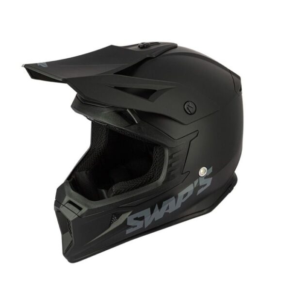 MOTOCROSS HELMET SWAPS S818 - MATT BLACK - SIZE XS 53cm - 54cm