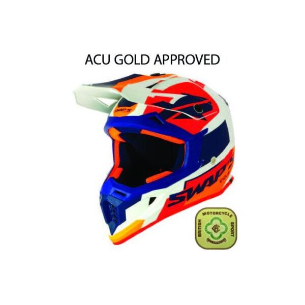 MX HELMET LG 60 WHITE/BLUE, SWAP'S S818 FULL FACE Size L